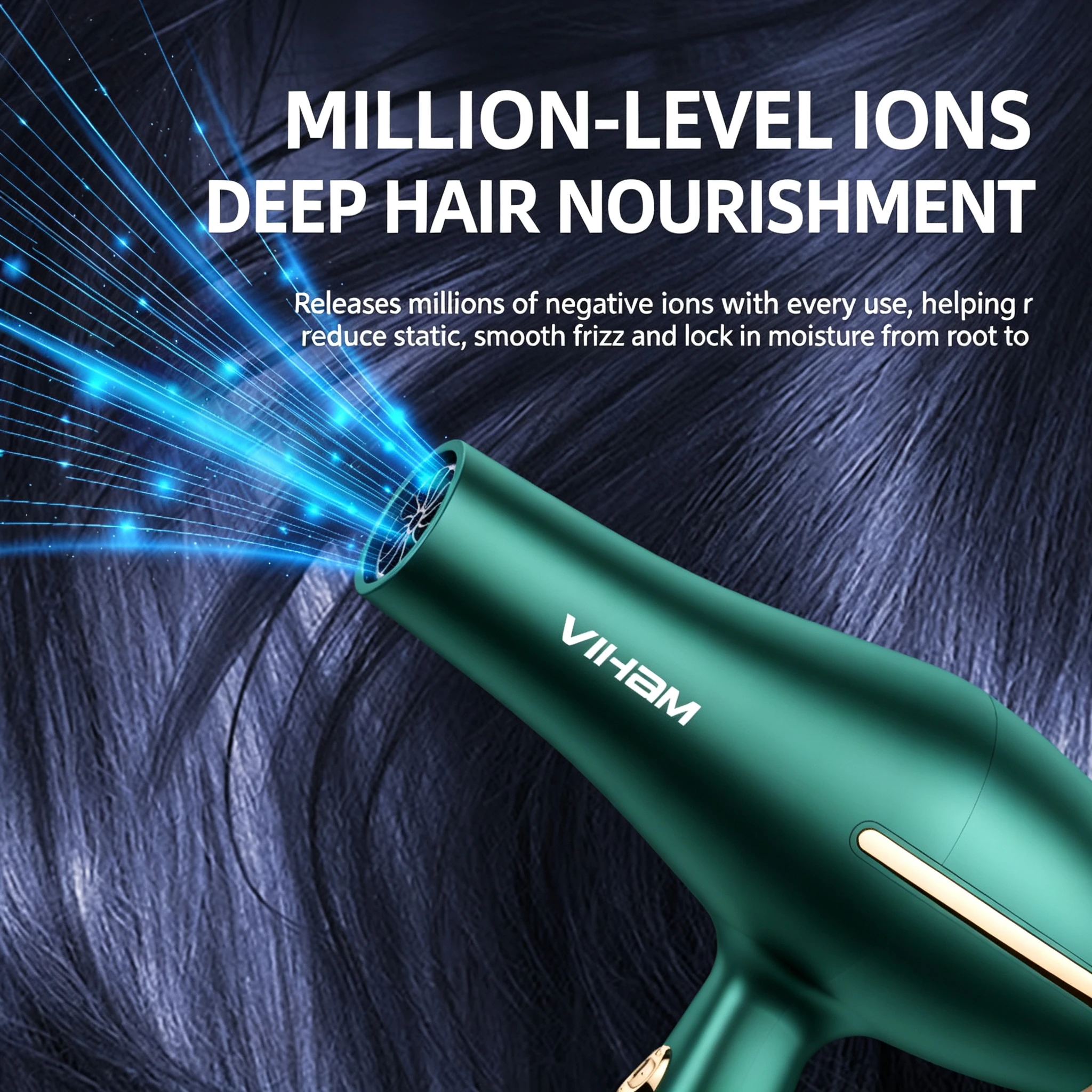VIHAM Professional Negative Ionic Hair Dryer | 85K RPM Fast Dry, No Heat Damage, Salon-Quality Smooth Hair - Image 5