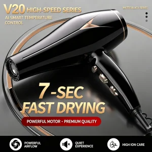 VIHAM V20 Ionic Hair Dryer | 7s Fast Drying, AI Smart Temp Control, Powerful & Quiet Salon Blow Dryer