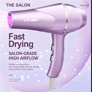 VIHAM Salon-Grade Hair Dryer | 29s Fast Drying, Ultra-Quiet, Blue Light Collagen Ionic Care