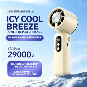 VIHAM Foldable Portable Handheld Fan | 29000 RPM, Ice-Cold Semiconductor Cooling, Multi-Use for Neck, Desk & Outdoor