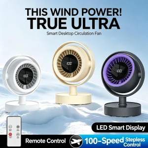 VIHAM Smart Desktop Air Circulator Fan | 100-Speed Control, 150° Oscillation, Remote & LED Display