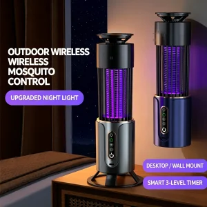 VIHAM Rechargeable Electric Mosquito Killer Lamp | 2000V Grid, 3-Timer, 2-in-1 with Night Light Mode