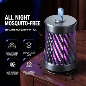VIHAM Ultra-Quiet Electric Mosquito Killer Lamp | 2-in-1 with Night Light, 25dB Low Noise, Type-C Rechargeable