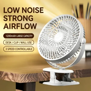 VIHAM 3-in-1 Clip-On Desk Fan | 720? Adjustable, Ultra-Quiet, Rechargeable with Type-C