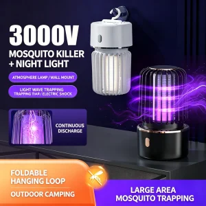 VIHAM 3000V Electric Mosquito Killer Lamp | 4-in-1 with UV Light, Night Light, and Foldable Hook